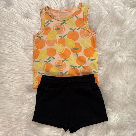 Cat & Jack Toddler Girl 2 Piece Fruit Print Tank Top & Shorts Set Size 18 Months - Picture 1 of 7